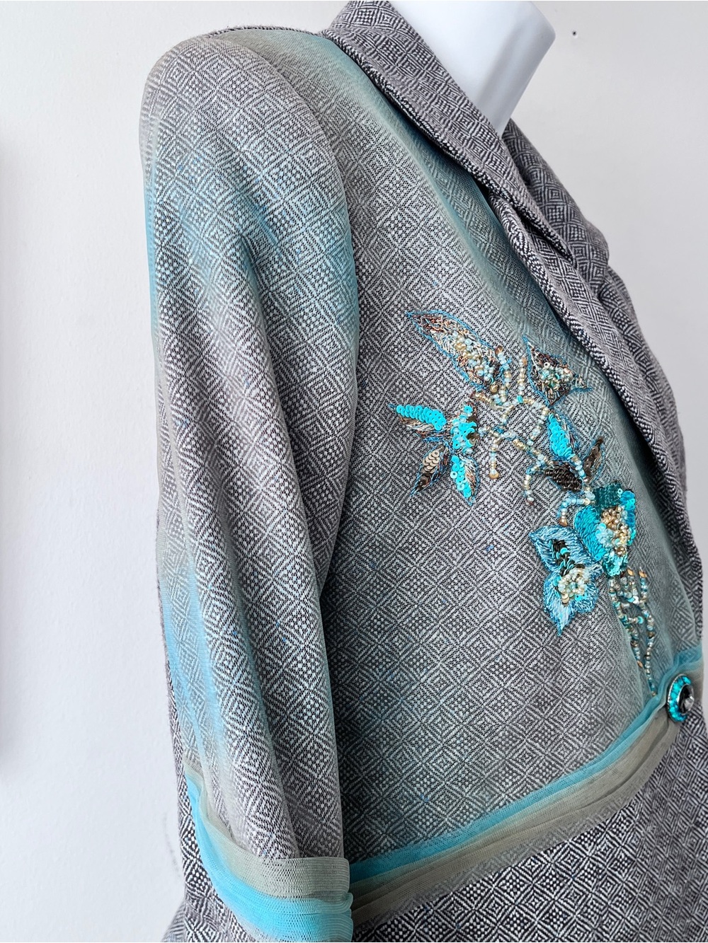 Marisa K Y2K Indie Sleeze Sequin Embellished Women’s Tweed Blazer Size S - Picture 7 of 14
